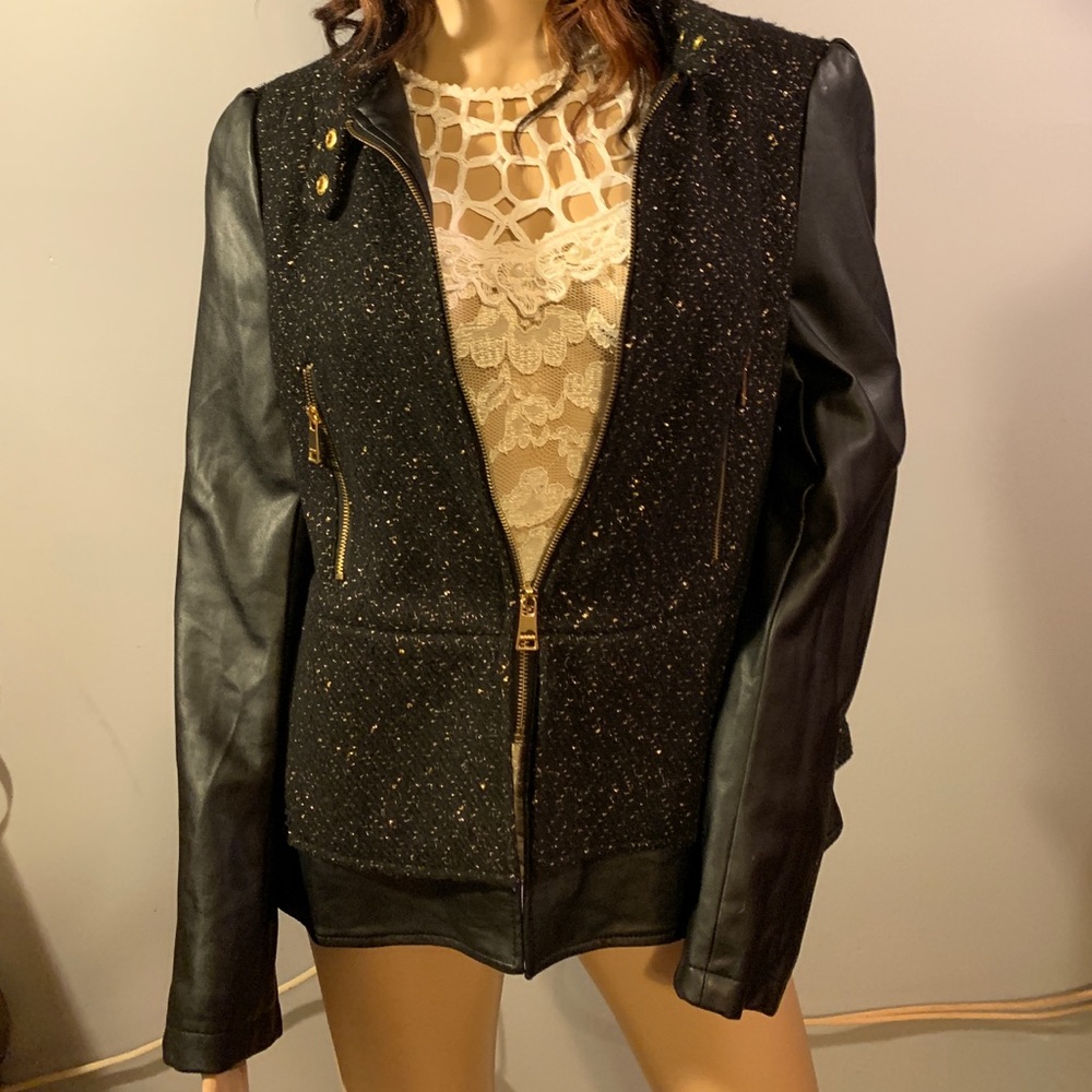 Bebe Black Jacket w/ gold trim, Lg